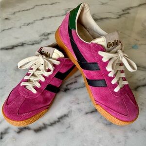 Gola Classics Elan Suede Retro Sneakers Fuchsia Black Evergreen | 7 US